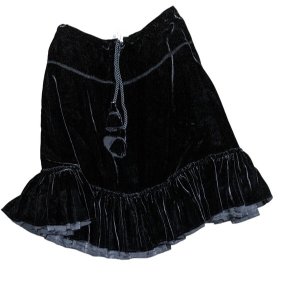Joie ruffle bottom black velvet drawl skirt size Medium - Picture 9 of 10